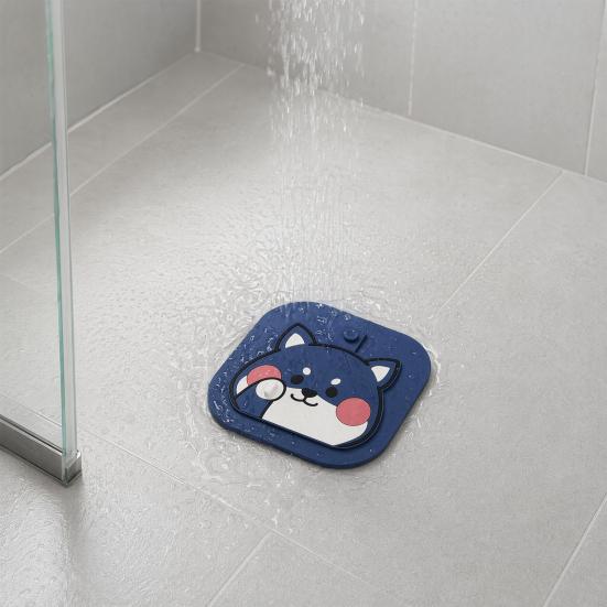 Karikatür Köpek Yer Süzgeci Kapağı, Drenaj Delikli Silikon Duş Küvet Tıpa, Banyo Mutfak Çamaşır Odası İçin Kanalizasyon Koku Önleyici Deodorant Mat