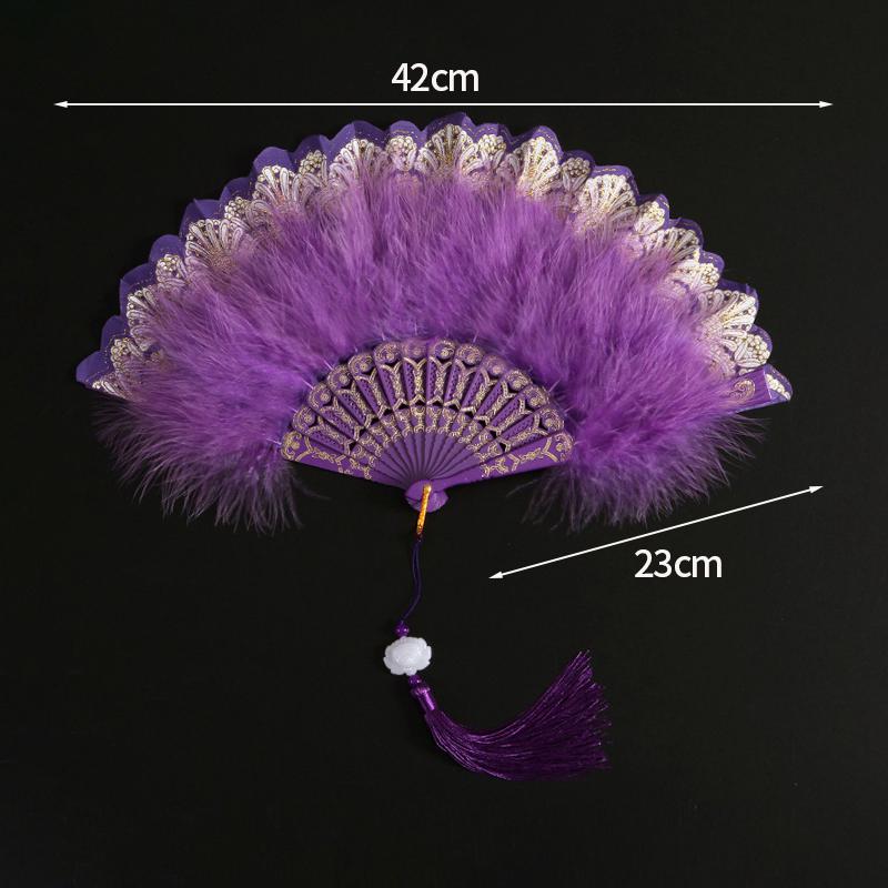 Classical Silk Folding Fan Chinese Style Dancing Foldable Feather Fan Portable Crafts Gift Creative Wedding Party Photo Props