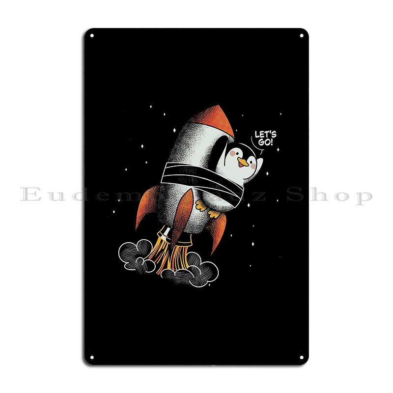 

Astronaut Space Penguin Cruiser Metal Bar Decoration Designing Tin Sign Poster 20x30cm