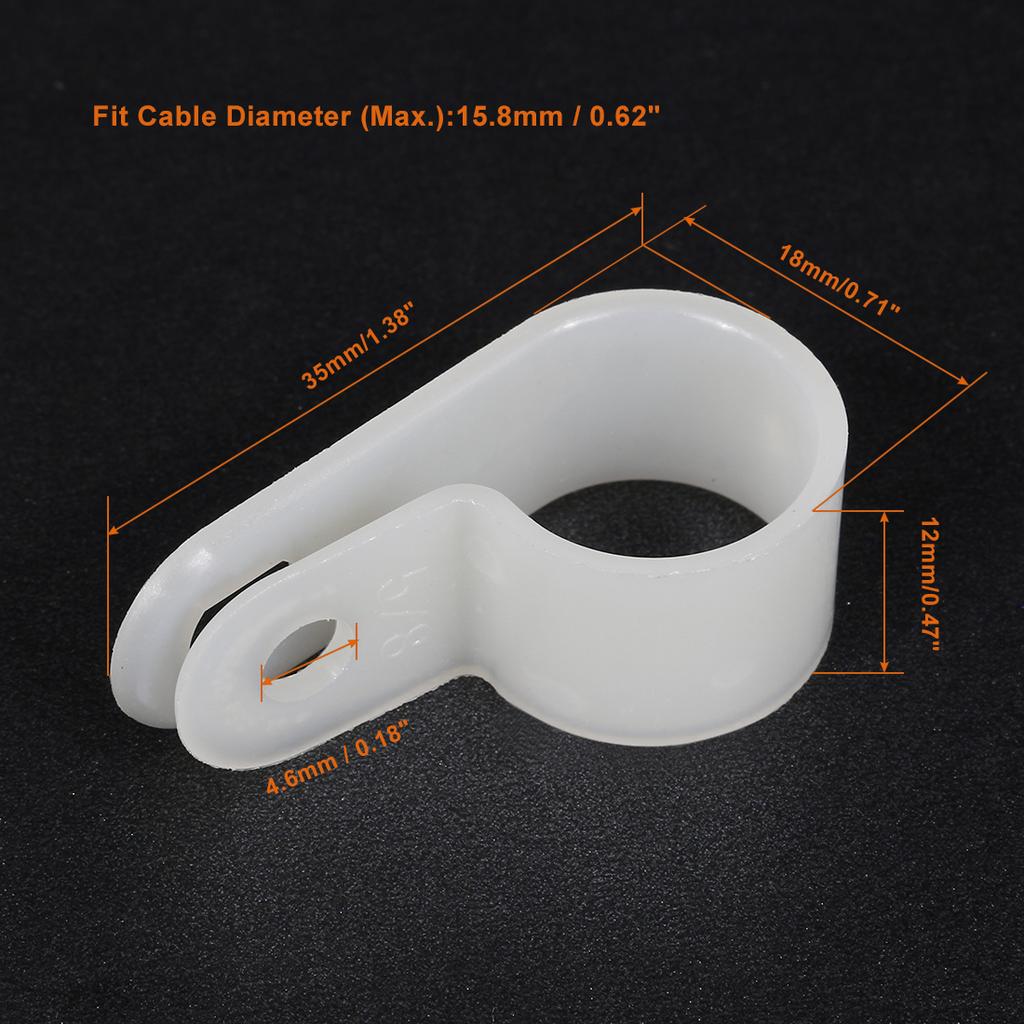 20Pcs Nylon R-Type Cable Clamp Organizer Cord Clips for Wire Management 5/4.8/6.4/15.8mm Black CC-0.5/UC-0.5/UC-1/CC-1/CC-4