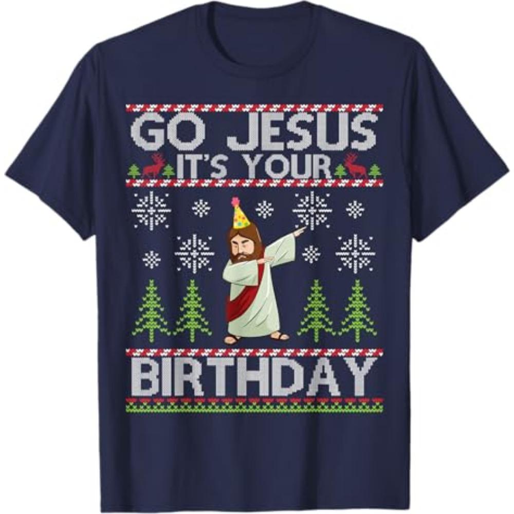Dabbing Go Jesus Es Ist Dein Geburtstag Frohe Weihnachten Tag T-Shirt Herren Kleidung Papa Ehemann Weihnachten Kostüm Geschenke Lustiger Spruch T-Shirt