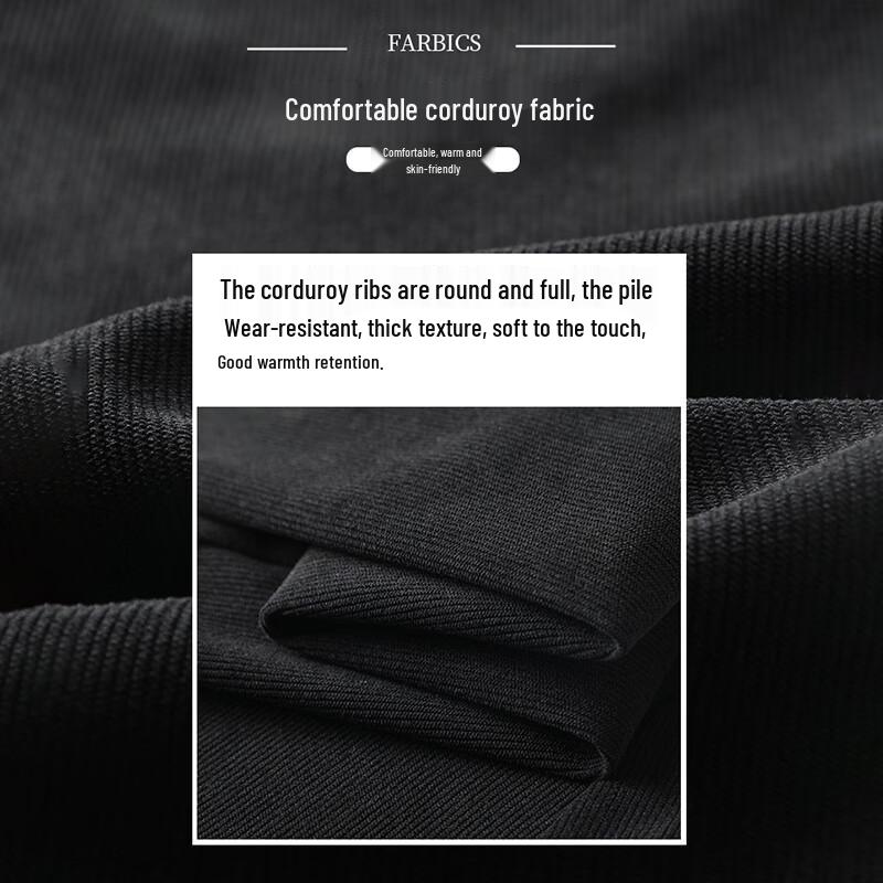 ROMON Men's Warm Corduroy Straight-Leg Business Casual Trousers