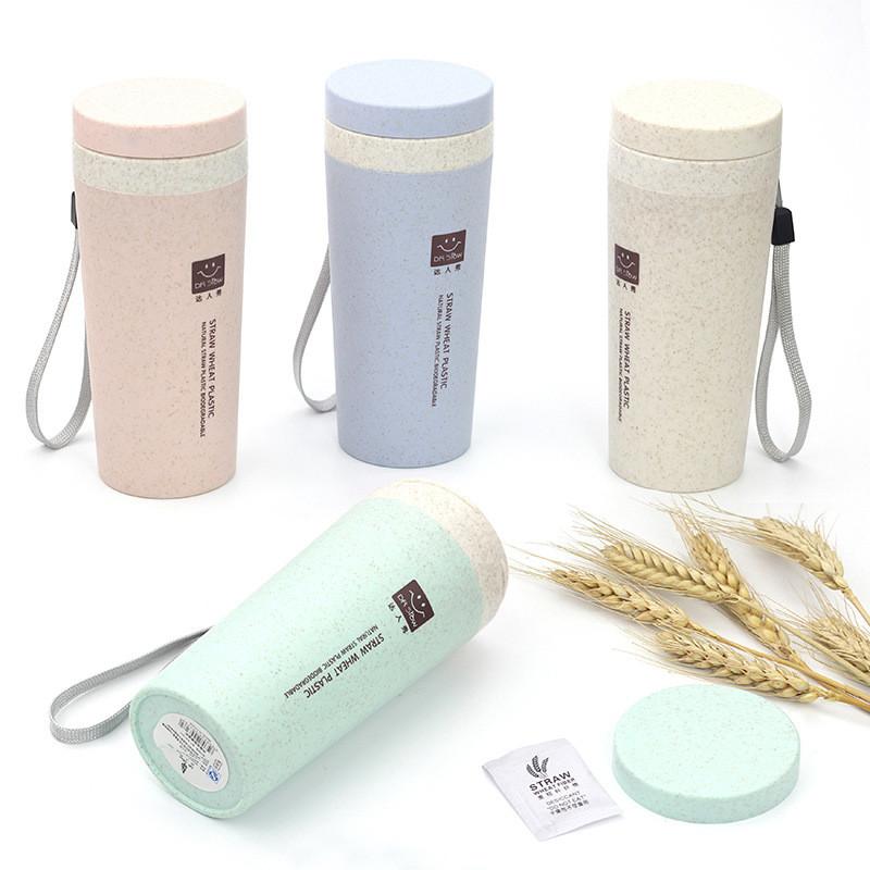 Travel Mug Thermo Bottle Office Coffee Tea Wheat Pattern Bottle Plastic Cups
