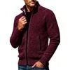 Men's Lined Long Sleeve Zip Up Sweater Cardigan with Stand Collar and Color Block Design