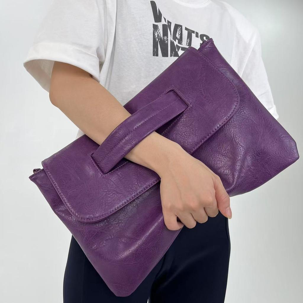 Ladies' Fashi Business High Capacity Glove Bag Soft Leather Document Storage Shoulder Bag