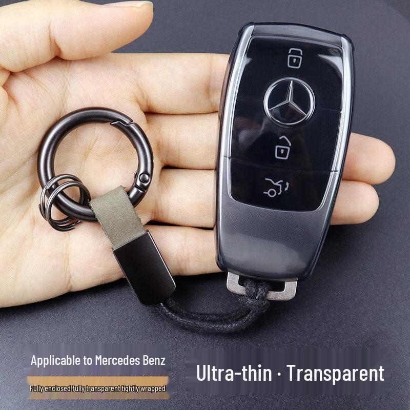 Ultra-Thin Transparent Key Case for Mercedes-Benz E300L, GLC260L, A200L, GLB, GLE350, and CLS-Class