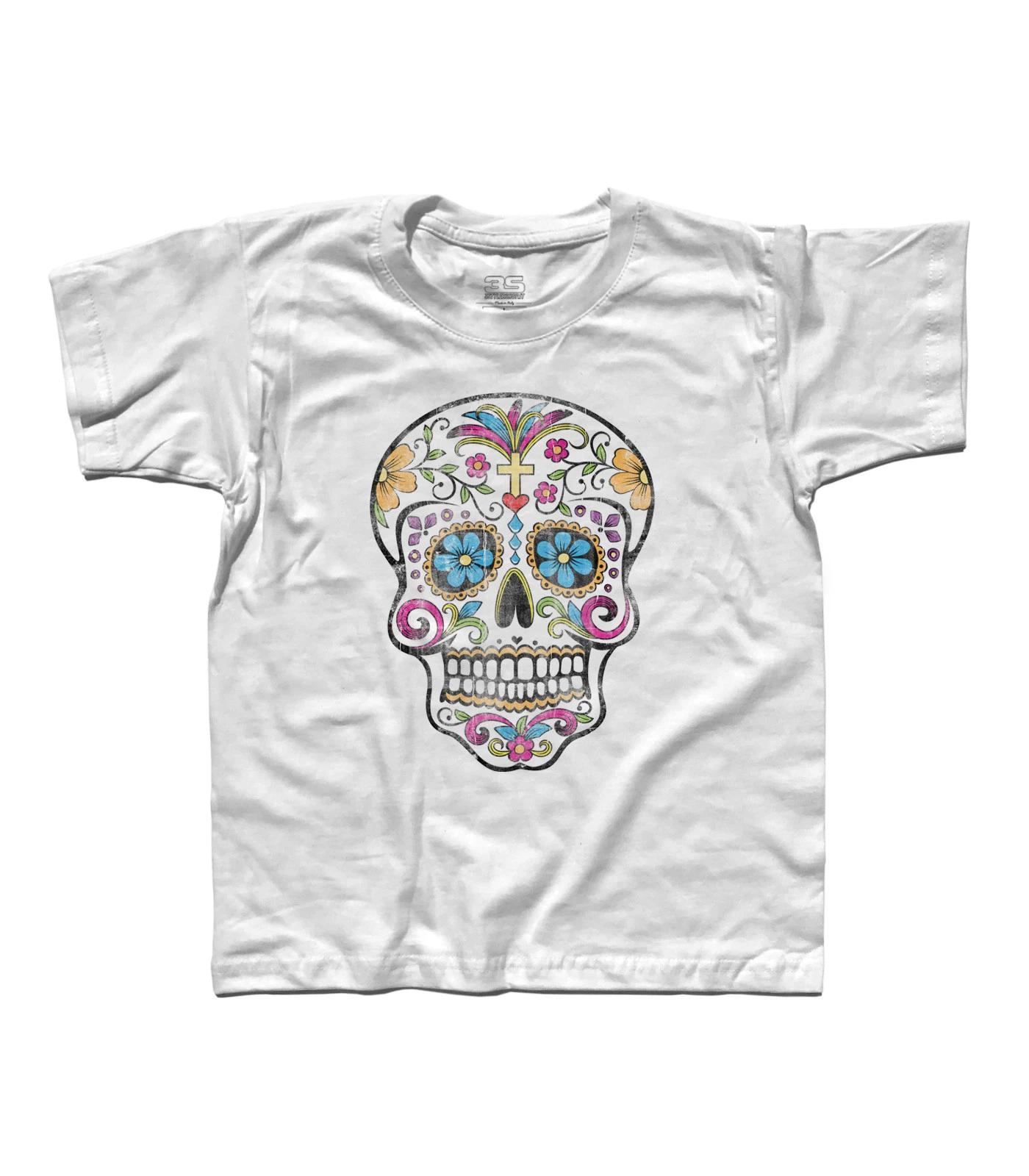 Children s T-shirt MEXICAN SKULL Antiqued Mexican Skull Tattoo Old School 120
