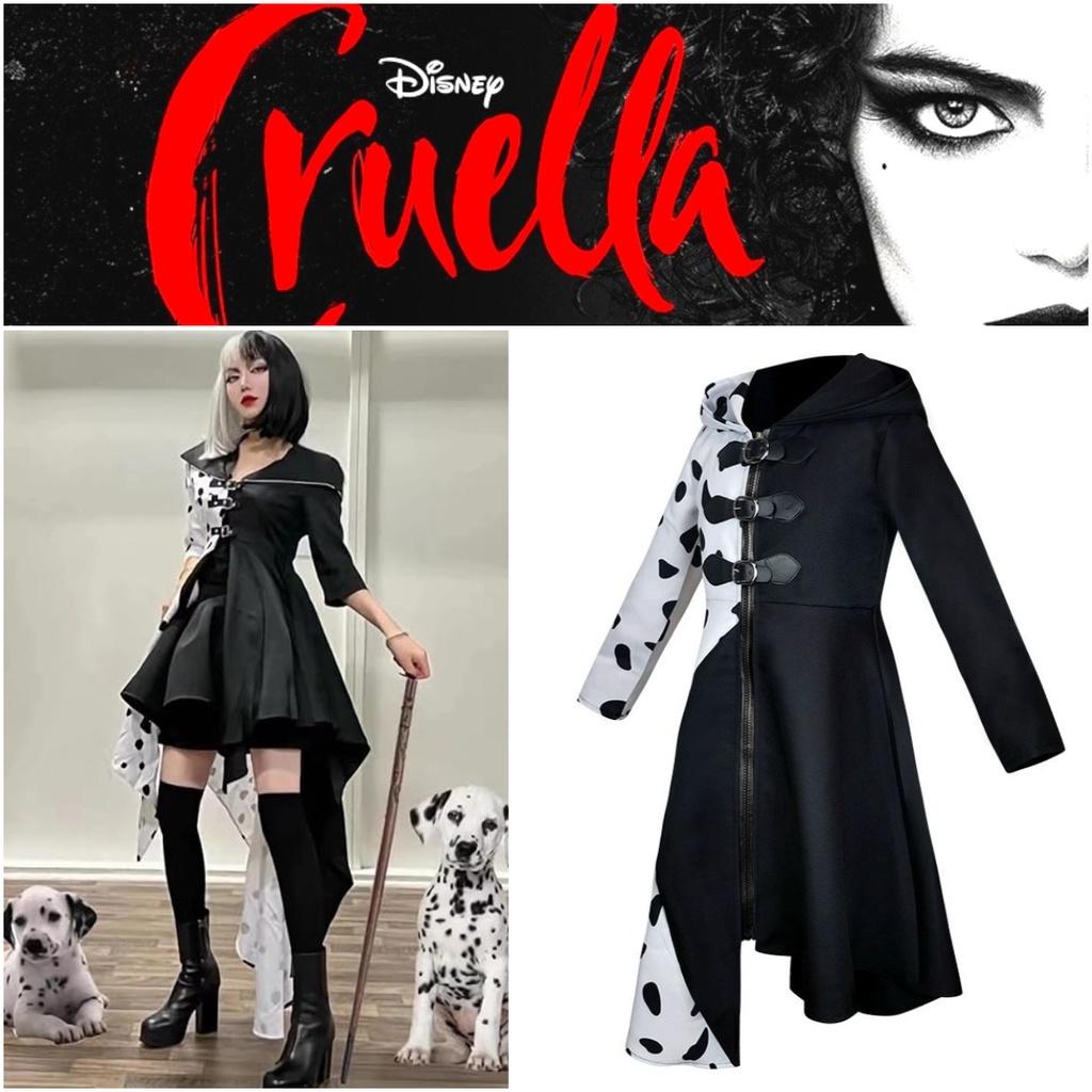 101 Dalmatiner Schwarzweiß Hexe Cruella De Vil Cosplay Kleid