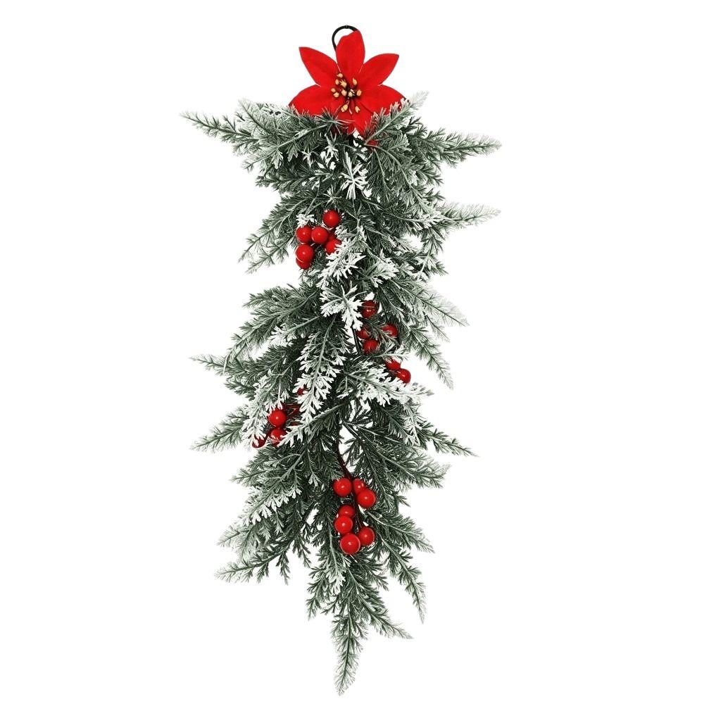 Lightweight Christmas Artificial Cedar Needle Red Berry Poinsettia Decor  Christmas Party