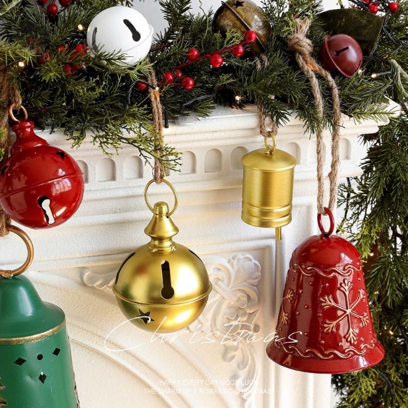 Iron Christmas Bell Holiday Decorations For Fireplaces Mantels Doorway Festival Tree Accent Party Supplies