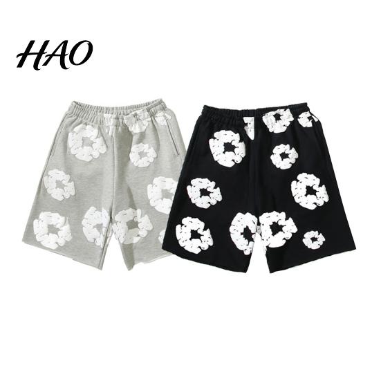 Men Daily Short Pants Summer Shorts Flower Print Drawstring Elastic Waist Loose Pockets Street Style Pleated Vacation Beach Sport Casual Homewear