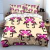 Flamingo Heart Pattern Decor Set Soft Skin-Friendly Bedding Set Includes 1 Duvet Cover And 2 Pillowcase Gift