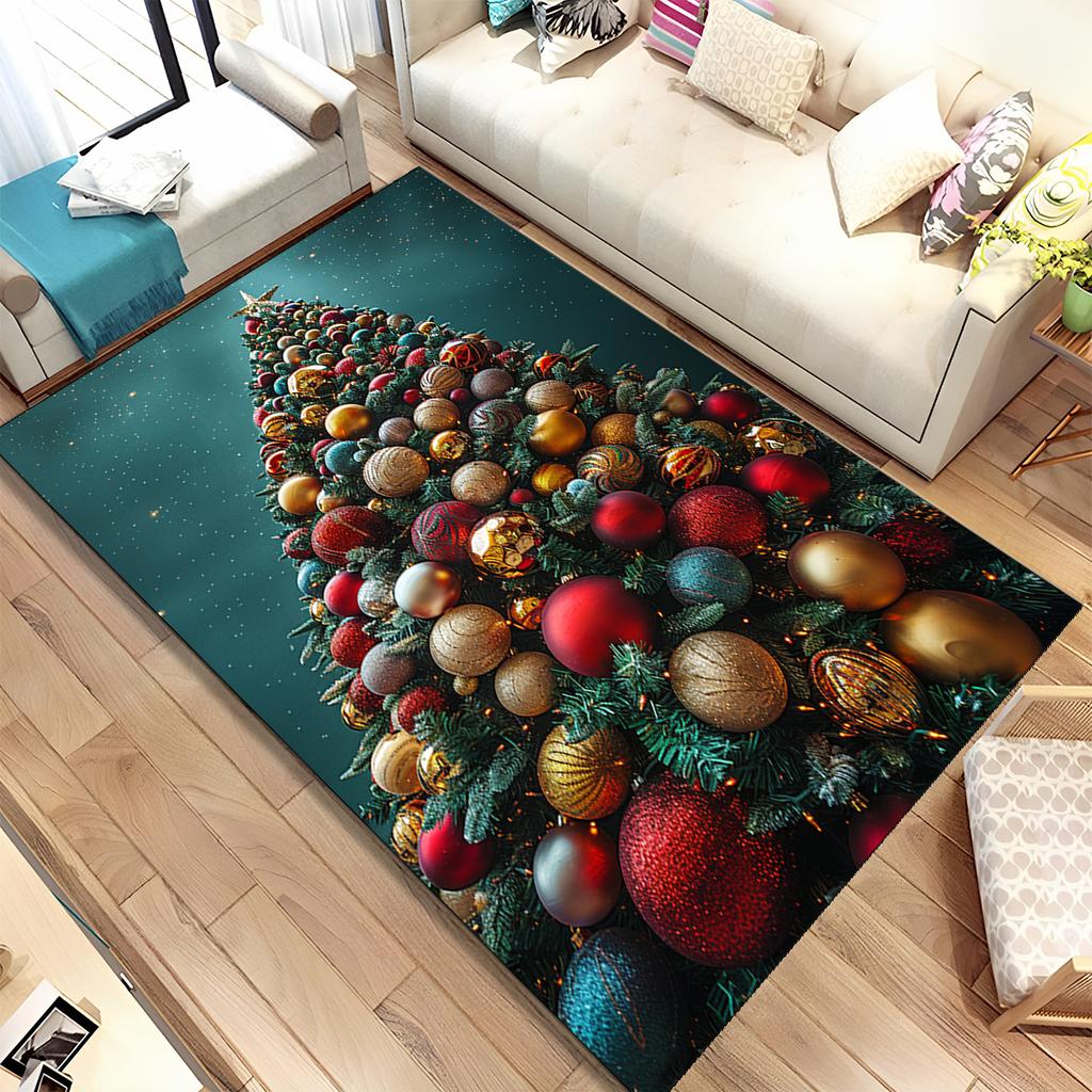 Fofo Pai Natal Árvore de Natal Feliz Desenho Animado Festival Tapete de Presente para Sala de Estar Quarto Casa Decoração de Sofá, Antiderrapante