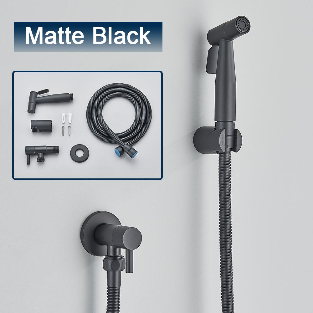 

Black Single Cold Water Toilet Bidet Sprayer Faucet Bathroom Stainless Steel 304 Nickel Shower Bidet Wall Mounted Woman Cleaner чорний