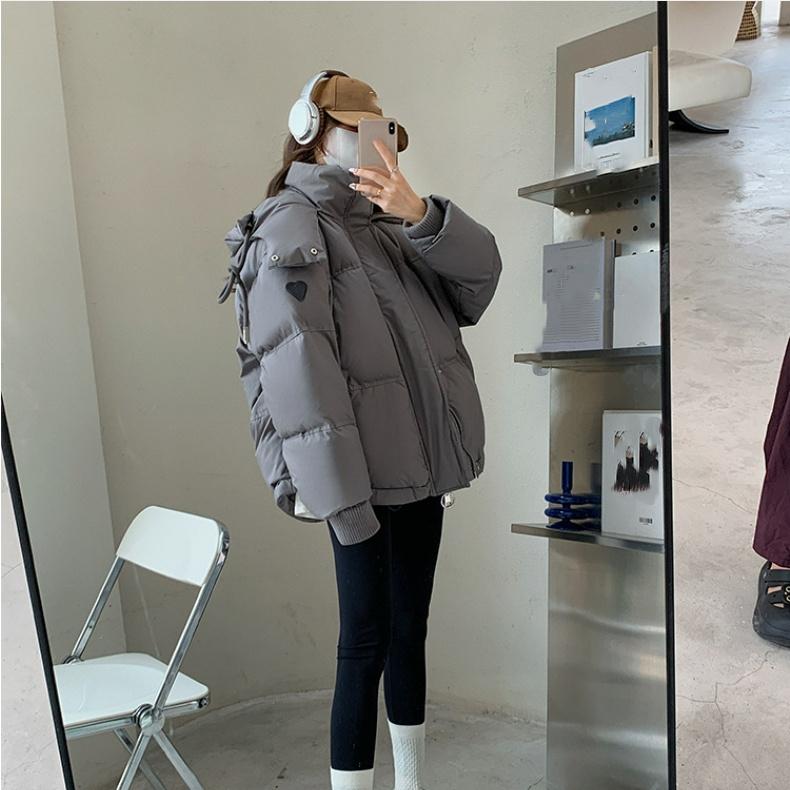 Winter Korean Version of The Gray Love Short Down Cotton-padded Jacket Student Large Size Cotton-padded Jacket Women's Bread Jacket