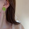 Korean Sweet Green Flower Earrings for Women Girls New Fashion Asymmetrical Temperament Long Tassel Earrings Party Jewelry Gift