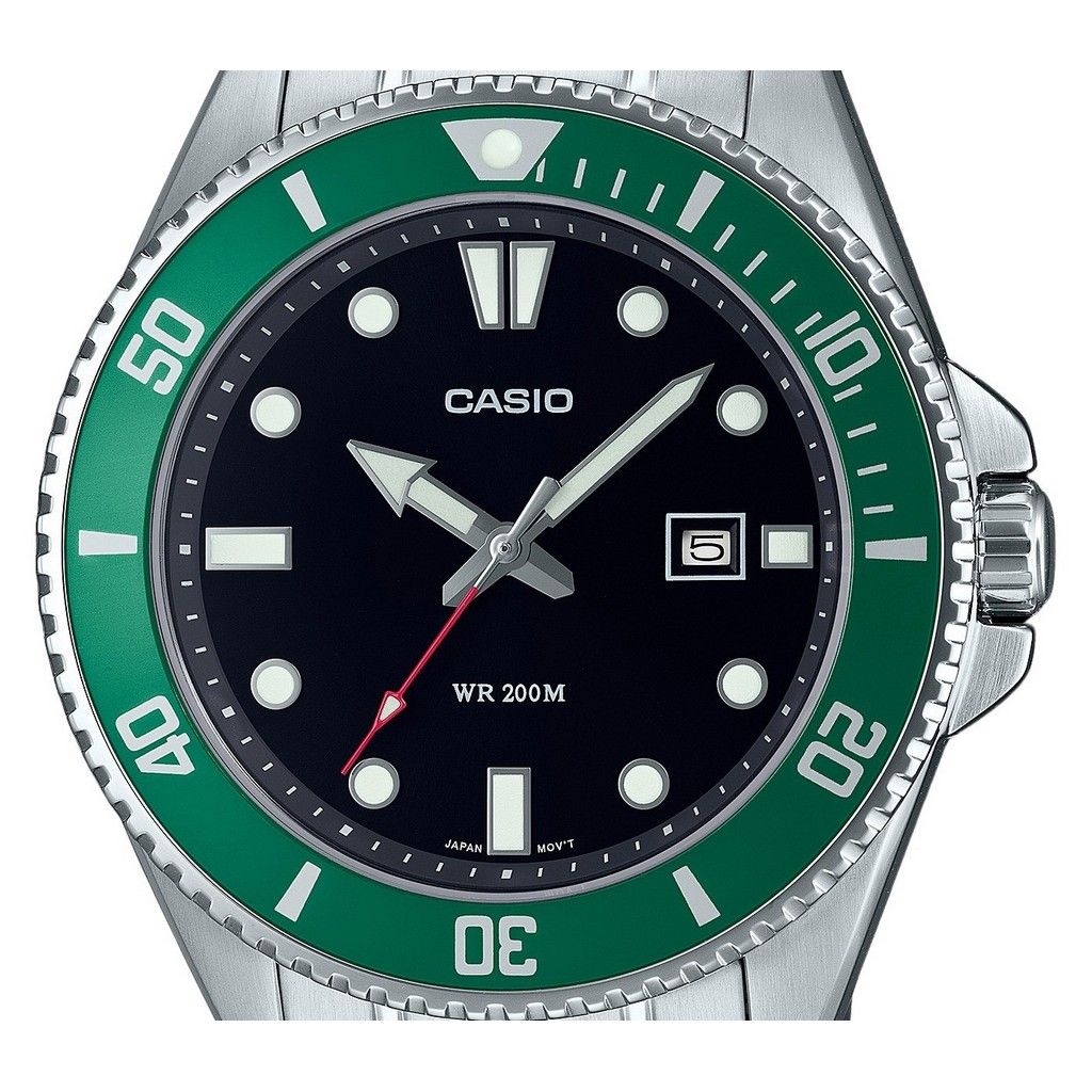 Casio Standard Analog Edelstahl Schwarzes Zifferblatt Quarz MDV-107D-3 200M Herrenuhr