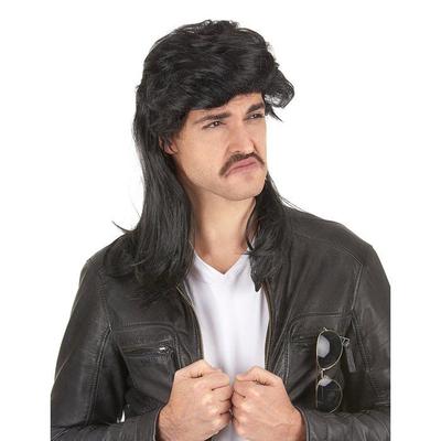 Pánská černá paruka Mullet - 230659 - Hlavní barva: Černá - Pohlaví: Muž