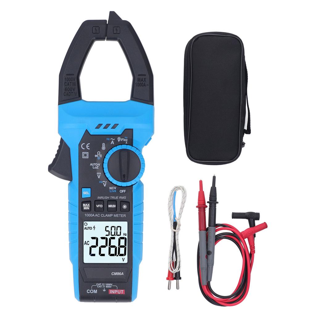 Digital Clamp Meter Multimeter 1000A AC Current Voltage Temperature Capacitance Resistance Diodes Continuity Tester