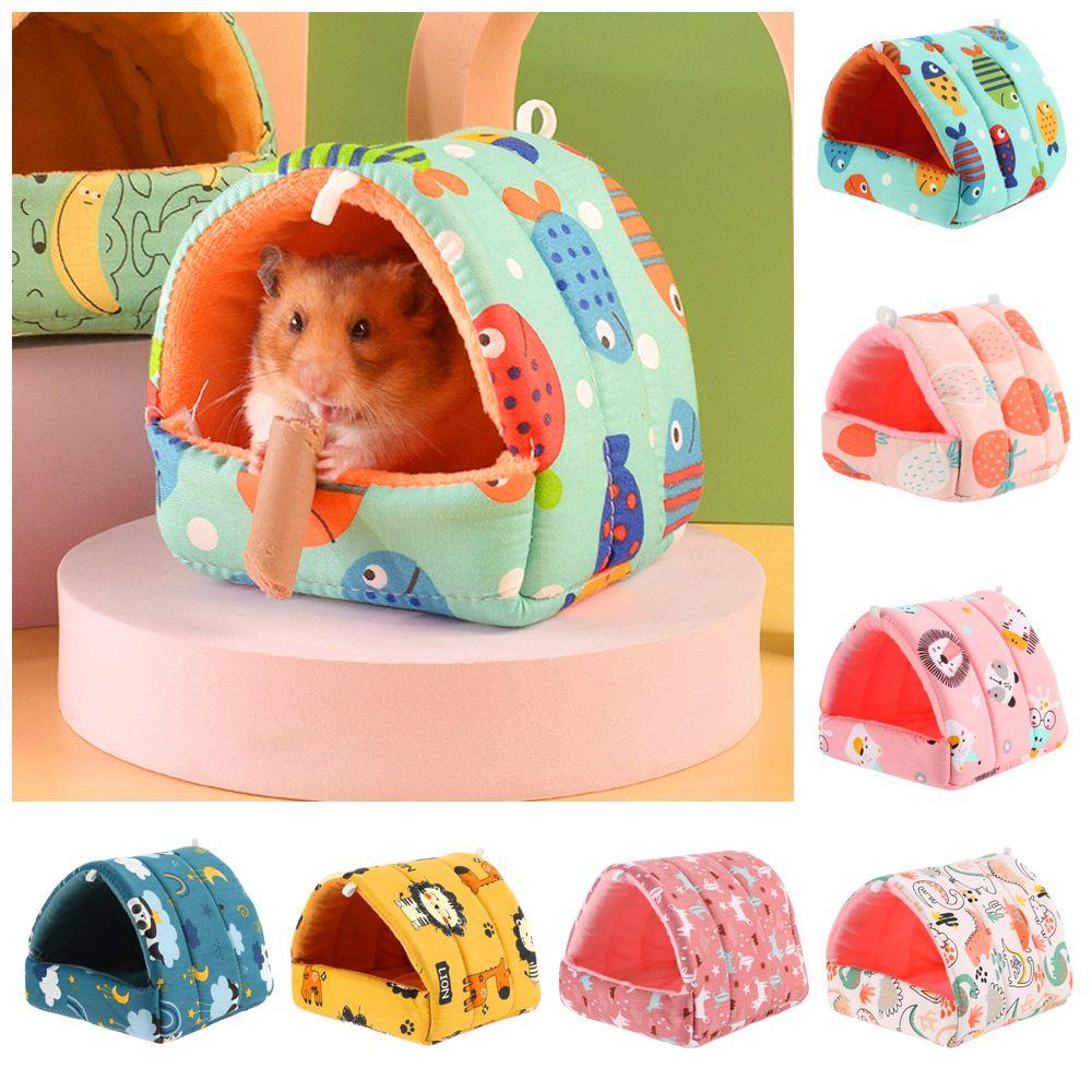 Cute Winter Comfortable Mini Cage Guinea Pig Nest Small Animal Sleeping Bed Hamster House Warm Mat