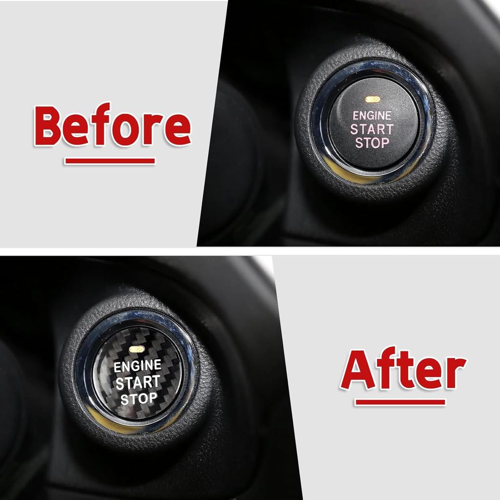 Carbon Fiber Push Start Button Cover Compatible with Subaru WRX 2015-2019 Forester Outback 2013-2020 XV Legacy 2014-2020 Engine Start Stop Keyless