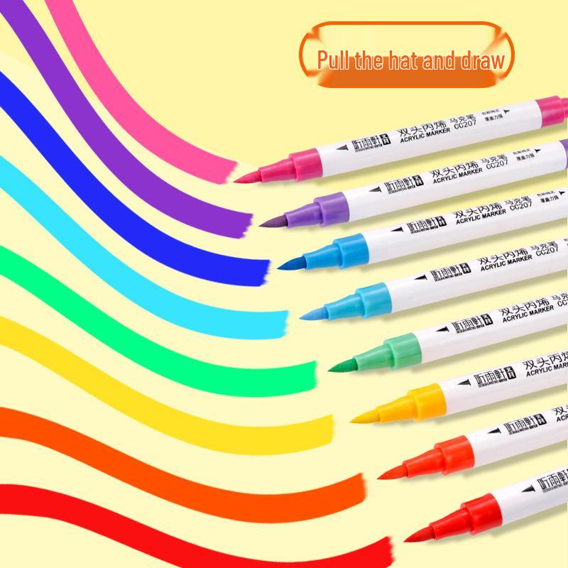 Tingyuxuan 207 Double-Ended Acrylic Marker: Water-Based, Waterproof, DIY Graffiti Pen for Kids and Students