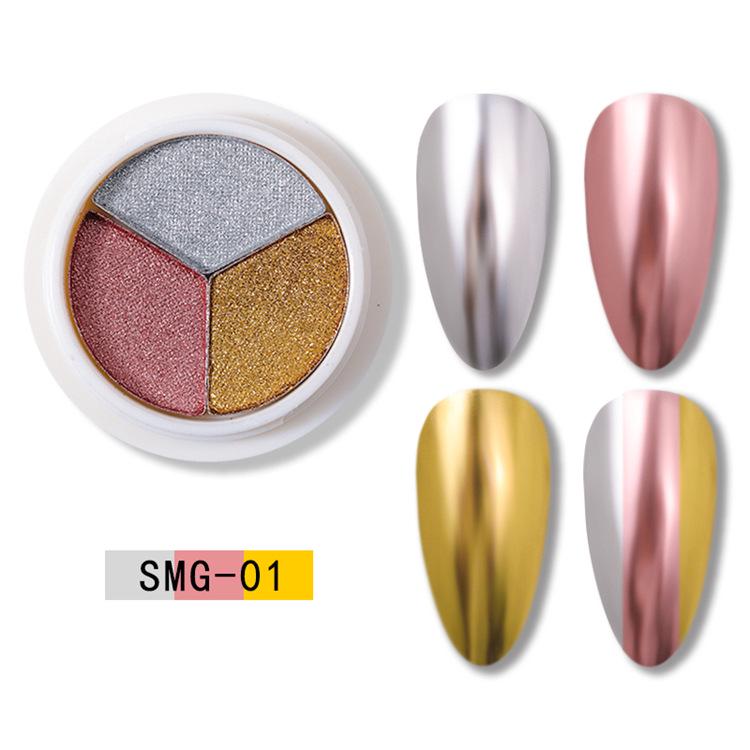 Aurora Triple-Color Nail Mirror Powder Set