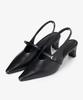 Saera Edition Chic Buckle Strap Pointed Slingback Mid-Heel O56G802
