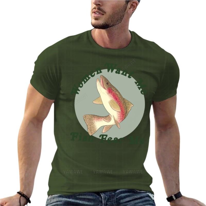 Women Want Me Fish Fear Me Classic Oversized Tshirt Brand MenS Clothes Short Sleeve Streetwear Plus Size Tops Tee