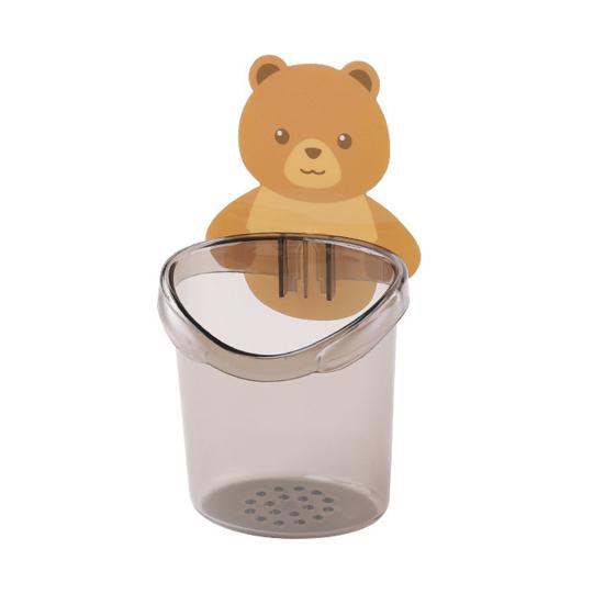 Toothbrush Holder Adorable Bear Hug Storage Cup Wall-mounted Drain Design Easy Organization Toothbrush Cup Bathroom Supplies