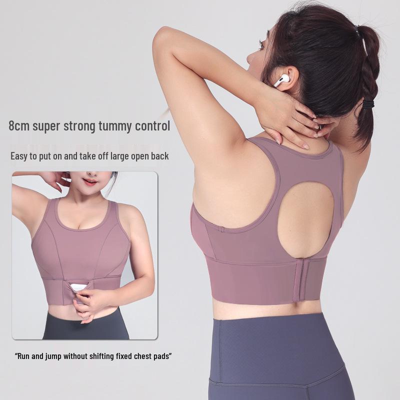 

Plus Size High-Impact Shockproof Sports Bra for Women – Fat MM Big Chest Minimizer Yoga Vest L темно-синього кольору