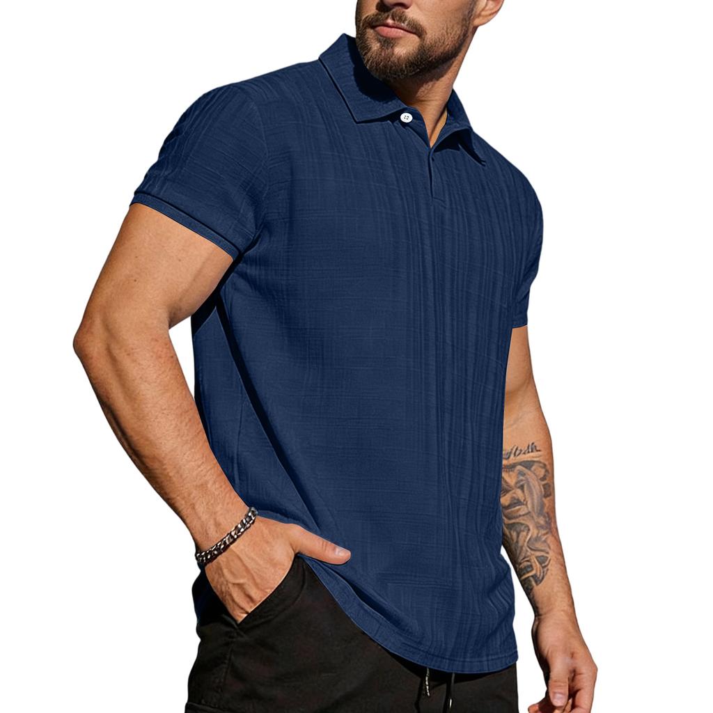 Men's Short Sleeve  Collar T-shirt Casual Lapel Top