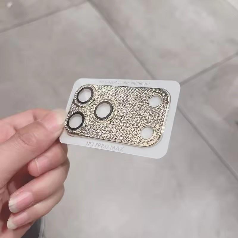 

Роскошная наклейка ручной работы со стразами, подходящая для защитной пленки для объектива iPhone 17Promax и для защиты задней камеры iPhone17Pro iPhone 17 Pro Max золотой