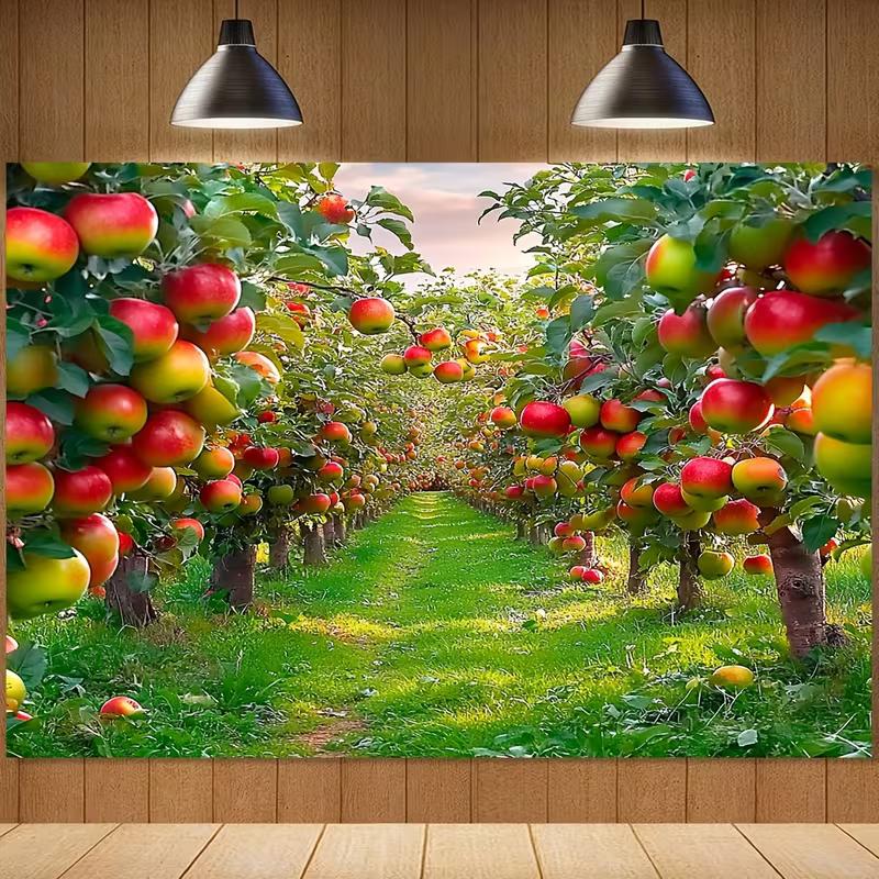 2D Harvest Theme Tapestry, Apple Orchard with Fresh Fruits for Home Decor