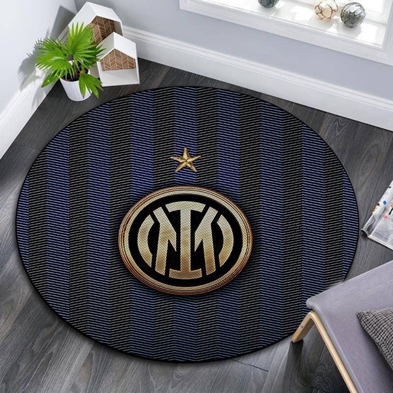 Football Club Internazionale Milano Round Area Rug,Carpet Rug for Living Room Bedroom Sofa Playroom Decor,Non-slip Floor Mat