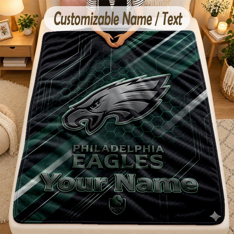 Flanel BattaniyePhiladelphia Eagles Özel İsim Metni Kişiselleştirilmiş Yumuşak Sıcak Atkı Battaniye Ev Dekorasyonu Hediye