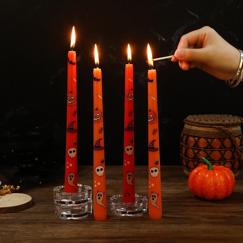 Halloween Colorful Tapered Printed Long Stem Candle Home Non-romantic Pointed Stem Wax