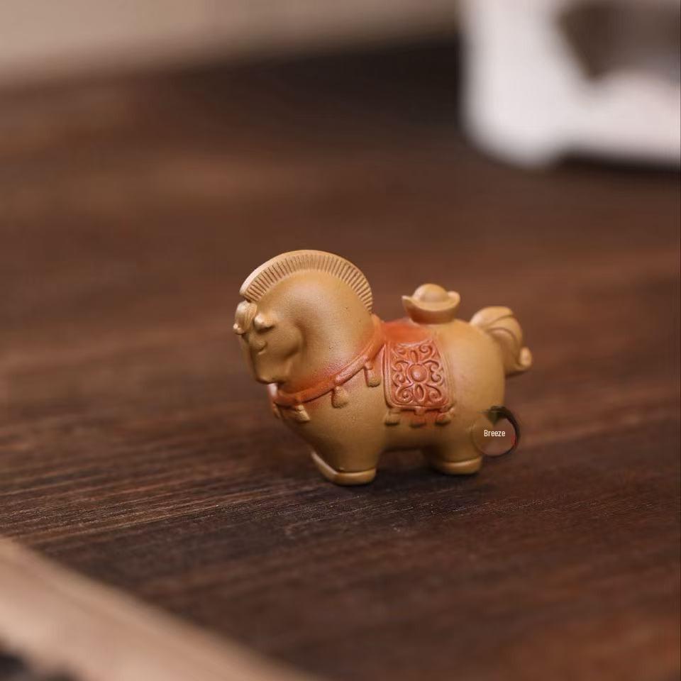 Yixing Zisha  Get Rich  Zodiac Ingot Tea Pet Ornament - Handmade Tea Ceremony Piece