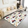 Cartoon Car Kids Area Rug for Bedroom Living Room, Construction Vehicles Indoor Floor Mat for Boys Girls Teens, Dinosaur Yellow