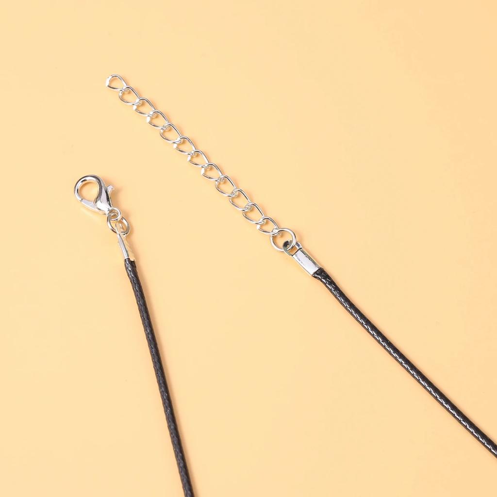 50Pcs Braided Adjustable Black Leather Rope Wax Cord DIY Handmade Necklace Pendant Lobster Clasp String Cord Jewelry Chain