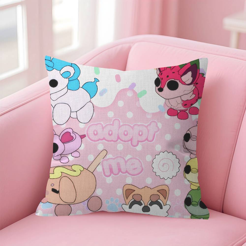 AAdopts Me Game Custom Cushion Cover Car Throw Pillow Case For Sofa Car Christmas Gift