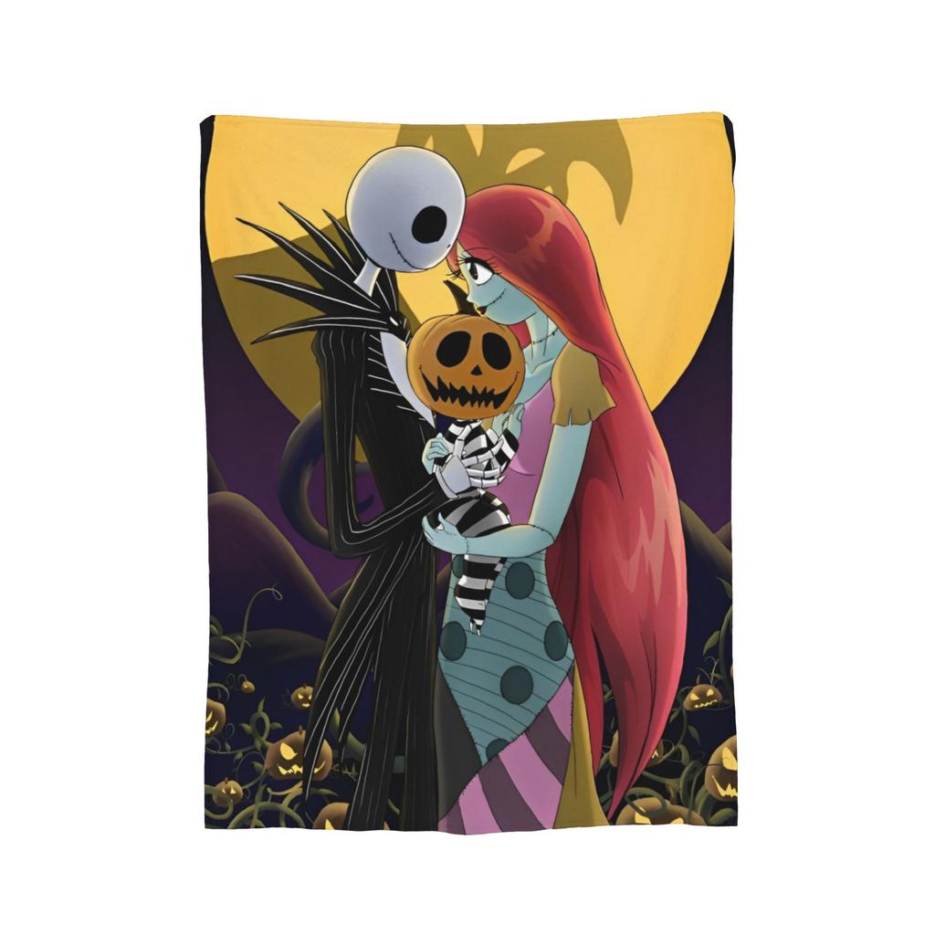 The Nightmare Before Christmas Flannel Blanket Jack And Sally Throw Blankets for Bed Sofa Couch 200x150cm Rug Piece,