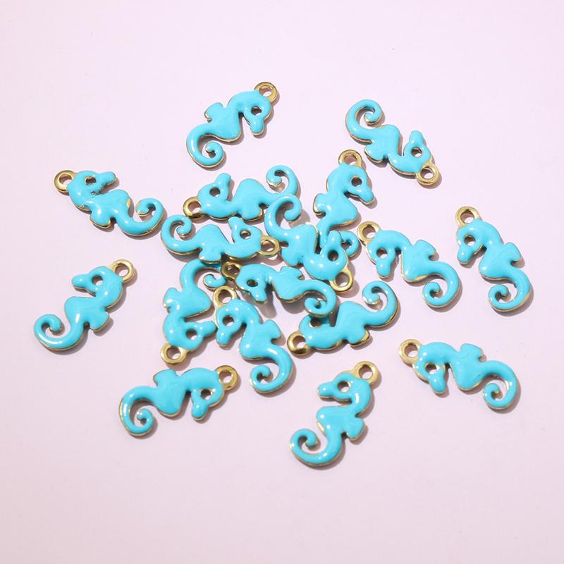 20pcs 12x6mm Stainless Steel Seahorse Hippocampus Enamel Charms Pendant Stainless Steel DIY Jewelry Making Accessories Findings