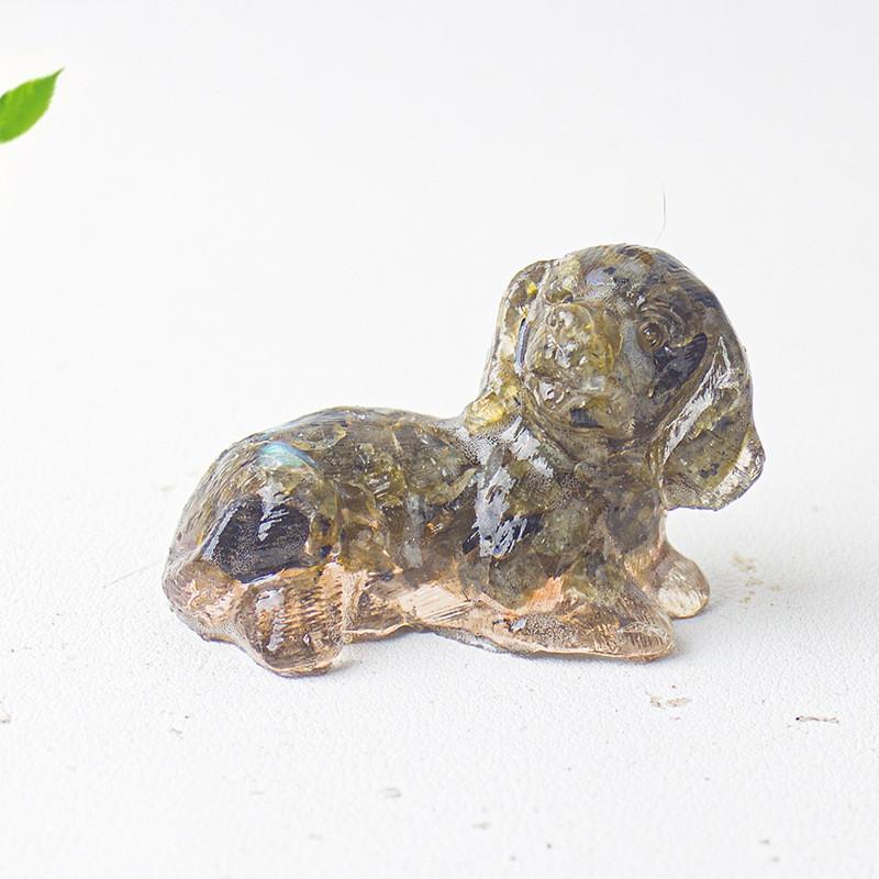 Crystal Resin Dog Face Decor With Natural Gemstone For Office And Home Tabletop Gift
