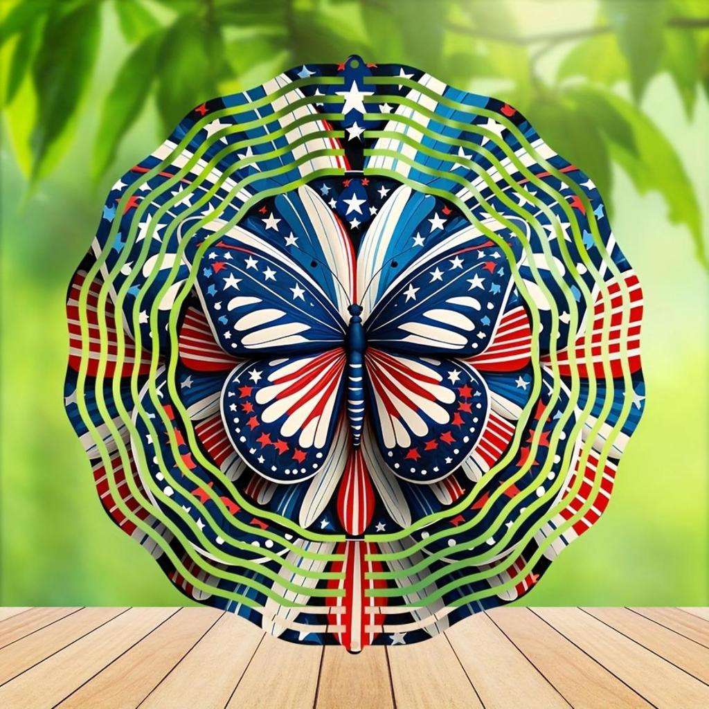 360° Rotating American Flag Butterfly Wind Spinner for Yard Garden Durable Stainless Steel Indoor Outdoor Thanksgiving Decor