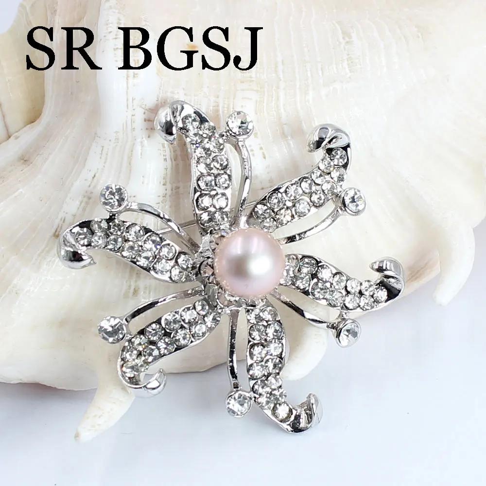 Luxury Jewelry 100% Genuine Natural Freshwater Pearl Wedding Micro-inlaid Zircon Coat Women All Match Accessories Pin Brooch