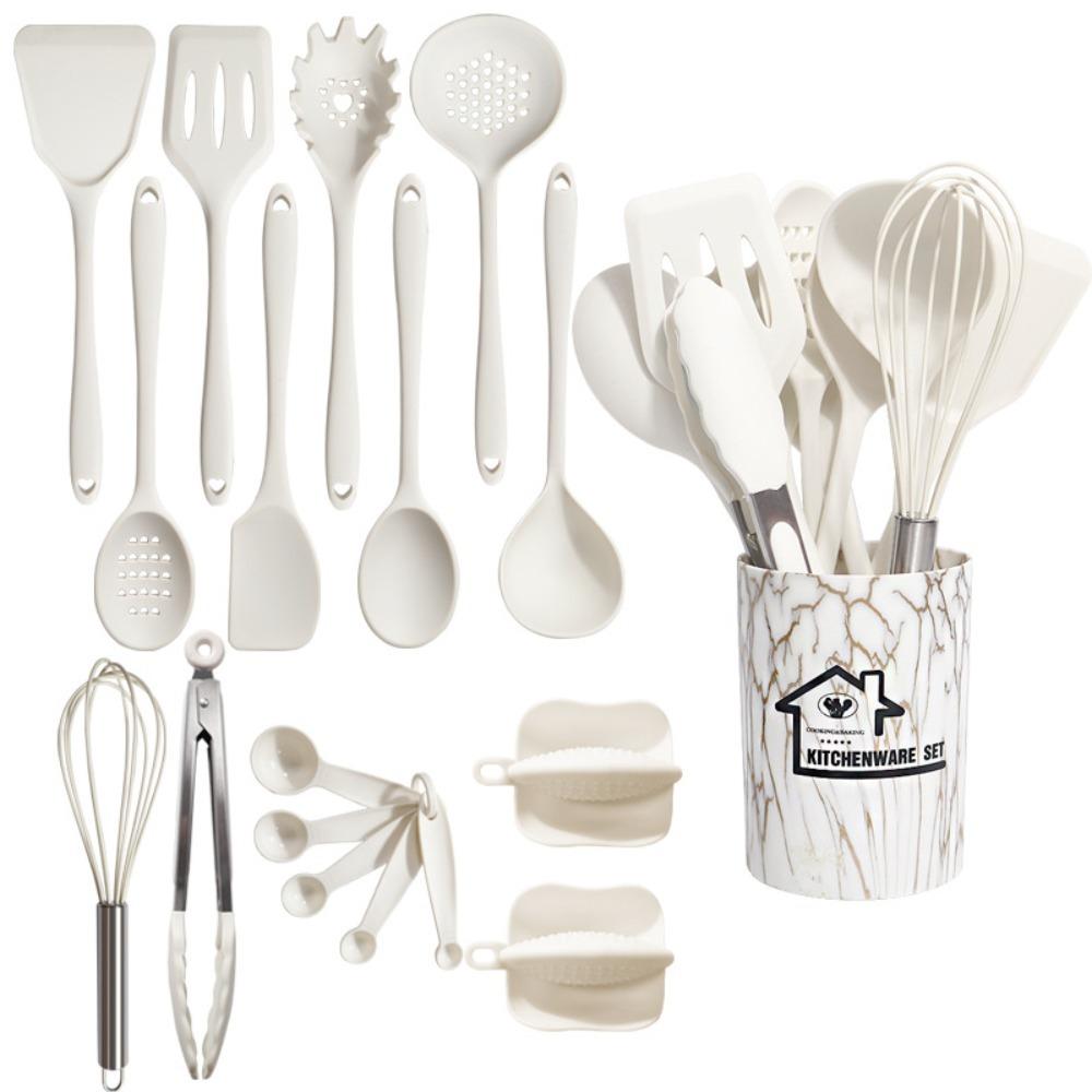 18PCS Non-Stick Silicone Kitchen Utensils Set Scald-proof Spatula and Spoon  Dormitory