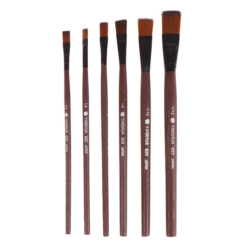 6 szt./zestaw pędzli artystycznych nylonowe pędzle do farb olejnych akrylowych artykuły akwarelowe