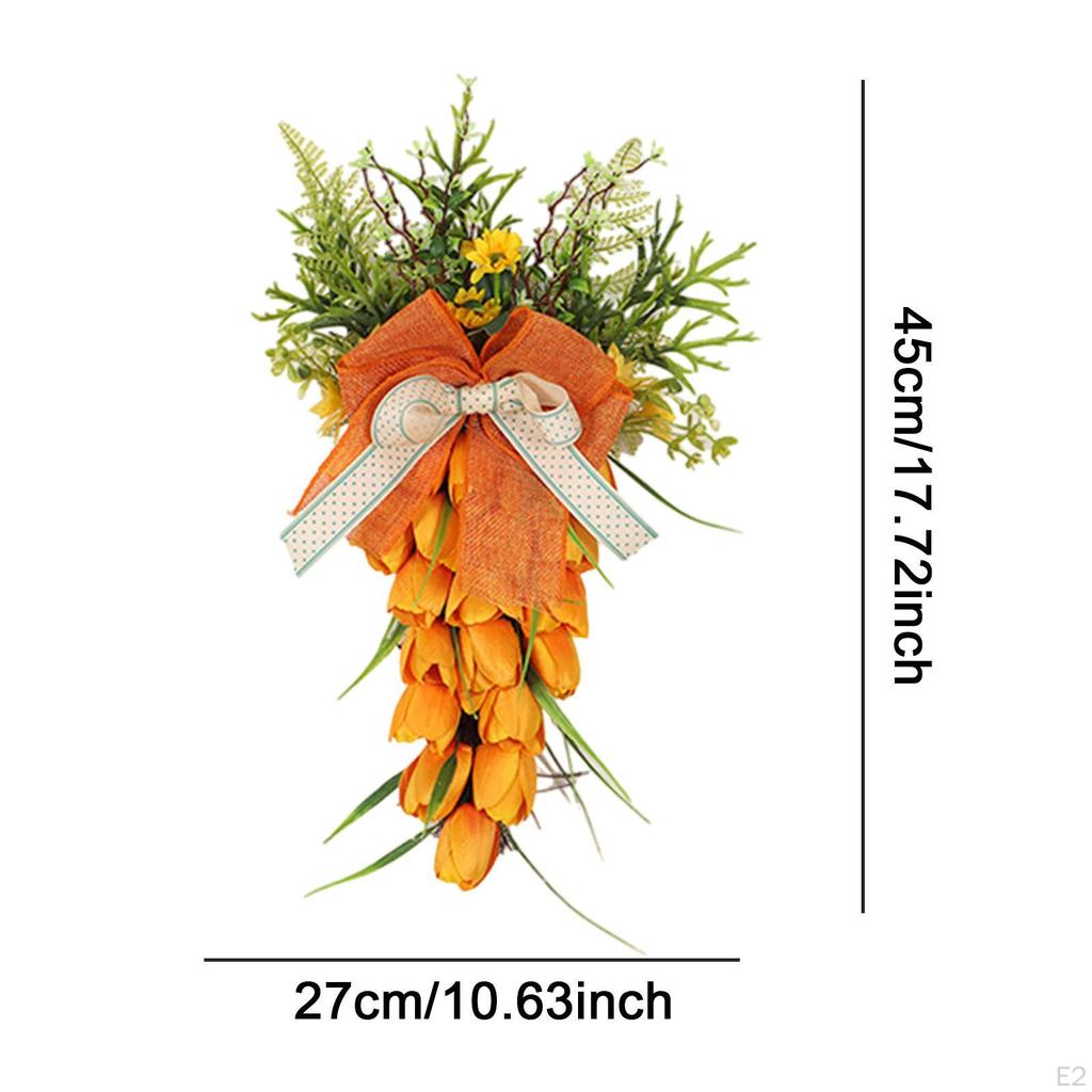 Easter Carrot Wreath Home Decor Wall Portable Artificial Garland Teardrop Swag for Party Supplies