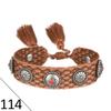 European Woven Bracelet with Metal Nail Buckle and Tassel for Women